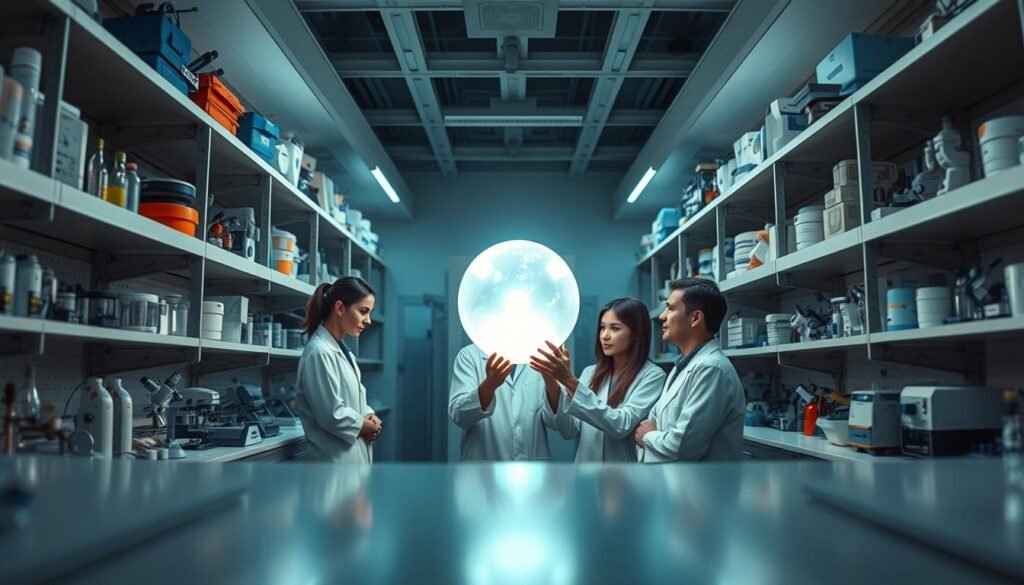 A panoramic view of a scientific laboratory, with an array of scientific instruments and equipment lining the shelves. In the center, a team of researchers in white lab coats are examining a glowing, ethereal object, studying it intently. The lighting is soft and diffused, creating an atmosphere of focused inquiry and discovery. The background is blurred, emphasizing the researchers and the object. The scene conveys a sense of scientific curiosity and the pursuit of understanding the unexplained phenomena in the sky. A panoramic view of a scientific laboratory, with an array of scientific instruments and equipment lining the shelves. In the center, a team of researchers in white lab coats are examining a glowing, ethereal object, studying it intently. The lighting is soft and diffused, creating an atmosphere of focused inquiry and discovery. The background is blurred, emphasizing the researchers and the object. The scene conveys a sense of scientific curiosity and the pursuit of understanding the unexplained phenomena in the sky.